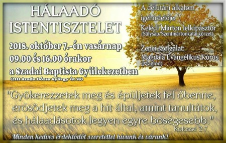 2018 - október 7 Szadai Hálaadónap